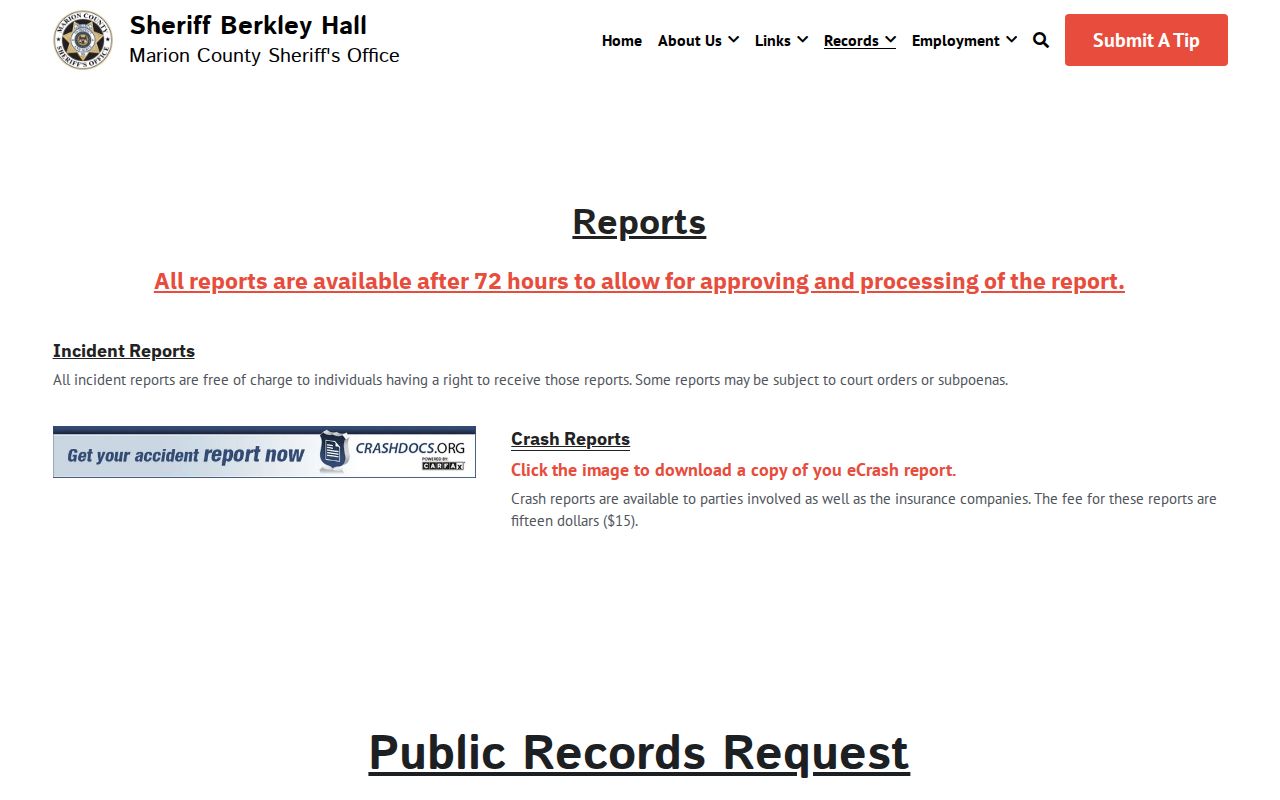 Marion County warrant records mail request instructions