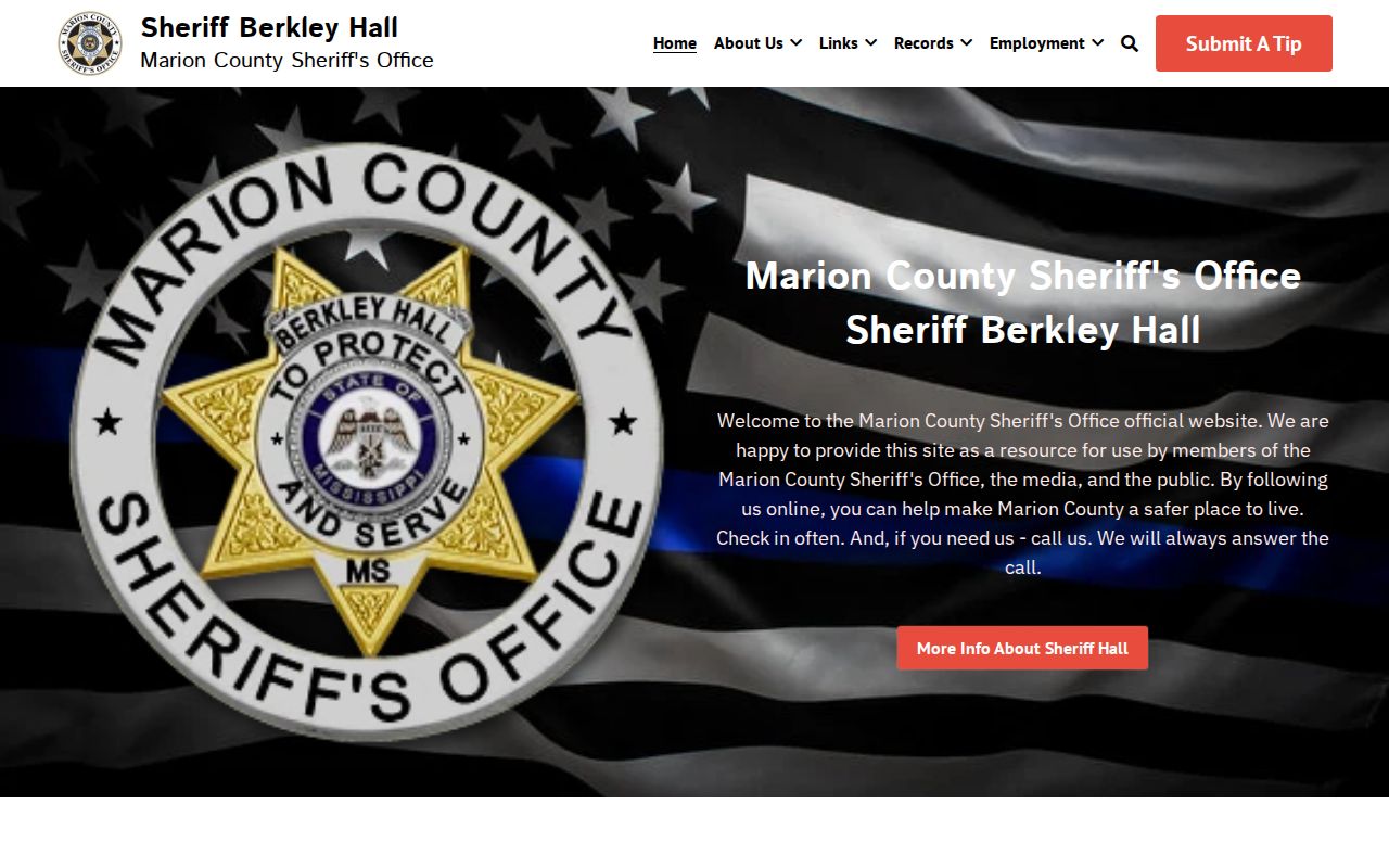 Official Marion County Sheriff website navigation without a most-wanted roster